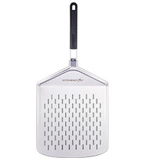 KitchenStar Perforated Pizza Peel 12 inch with 10 inch Folding Handle, Medium - Stainless Steel Spatula Paddle for Effortless Pizza Transfer & Easy Storrage - Outdoor Pizza Oven Accessories