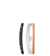 KitchenStar 14-Inch Pizza Cutter Rocker Blade - Razor Sharp Stainless Steel Slicer Knife, Stylish Beech Wood Handle, Protective Cover - Professional Pizza Oven Accessories, Silver