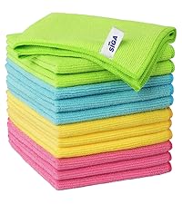 MR.SIGA Microfiber Cleaning Cloths, All-Purpose Microfiber Towels, Streak Free Cleaning Rags, Pack of 12, Green, Size 32 x 32 cm(12.6 x 12.6 inch)