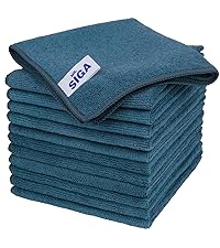MR.SIGA Microfiber Cleaning Cloths, All-Purpose Microfiber Towels, Streak Free Cleaning Rags, Pack of 12, Green, Size 32 x 32 cm(12.6 x 12.6 inch)