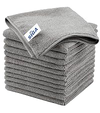 MR.SIGA Microfiber Cleaning Cloths, All-Purpose Microfiber Towels, Streak Free Cleaning Rags, Pack of 12, Green, Size 32 x 32 cm(12.6 x 12.6 inch)