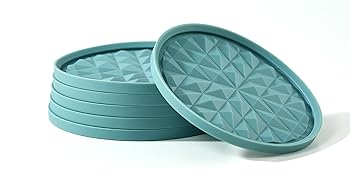 Silicone Coasters for Drinks[4 Pack]- Cup Mat for Tabletop Protection-Non-Slip, Non-Stick, Coffee Table Decor, Great Gift for Any Occasion, Black