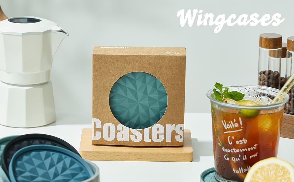 Silicone Coasters for Drinks[4 Pack]- Cup Mat for Tabletop Protection-Non-Slip, Non-Stick, Coffee Table Decor, Great Gift for Any Occasion, Black