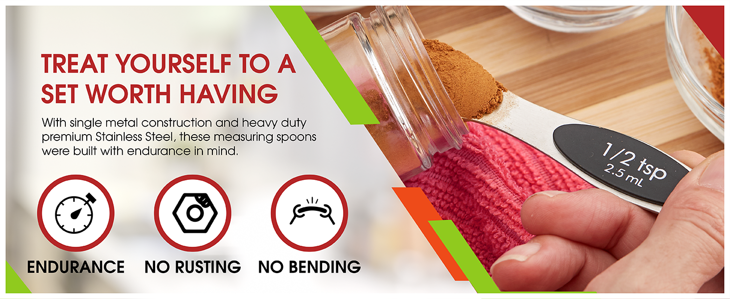 Spring Chef Stainless Steel Metal Magnetic Measuring Spoons Set of 8 with Leveler, Heavy Duty Nesting Teaspoon & Tablespoon Measuring Spoons, Kitchen Gadgets for Baking & Cooking - Desert Sunset