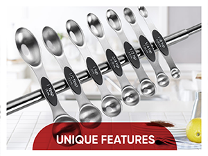 Spring Chef Stainless Steel Metal Magnetic Measuring Spoons Set of 8 with Leveler, Heavy Duty Nesting Teaspoon & Tablespoon Measuring Spoons, Kitchen Gadgets for Baking & Cooking - Desert Sunset