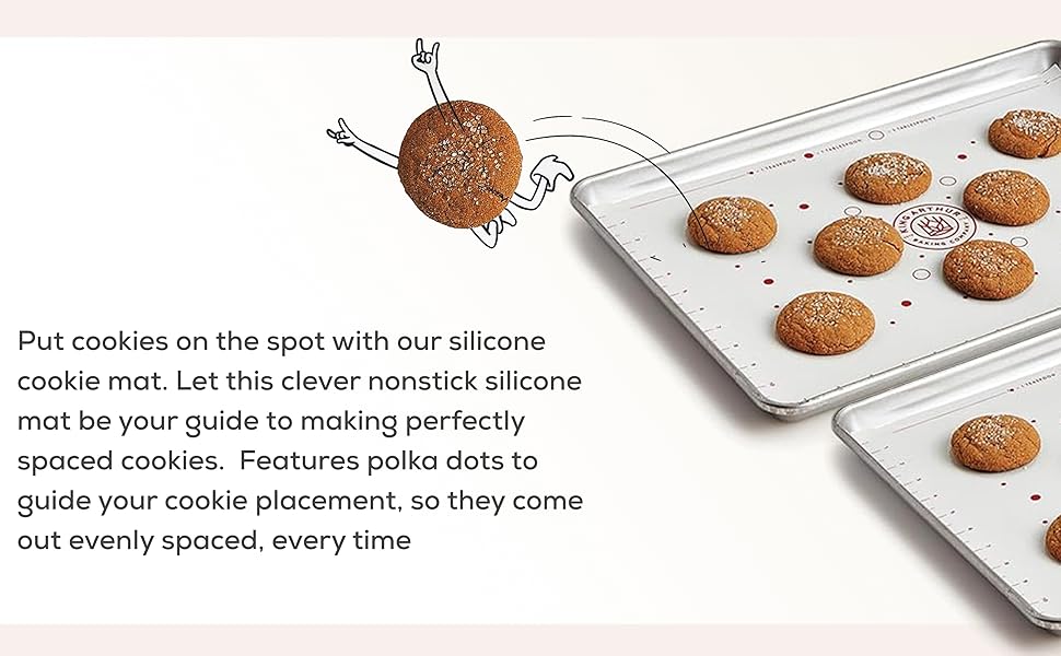 King Arthur Baking Company Cookie Mat, Oven Safe Silicone Reusable Baking Mat, For Precise Cookie Dough Spacing And Placement, Fits Half-Size Pans