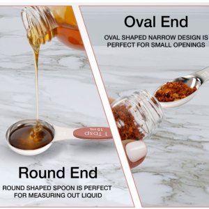 Magnetic Measuring Spoons Set - Stainless Steel, Double Ended, Stackable & Nested Design for Dry and Liquid Ingredients, Ideal for Spice Jars, 9-Piece Set with Leveler (Country Chic)