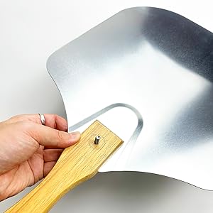 Pizza Peel 12 x 14inches, Pizza Paddle Pizza Spatula Shovel Pizza Cutter, Pizza Peel with Foldable Wood Handle, Aluminum Pizza Turner Peel Tools Making Accessories for Baking Pizza Bread