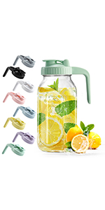 32oz Glass Pitcher with Lid & V-shaped Pour Spout - 1 Quart Breastmilk Pitcher Double Leak Proof, Creamer Container for Sun Tea, Juice, Cold Brew Coffee, Breastmilk Storage Container