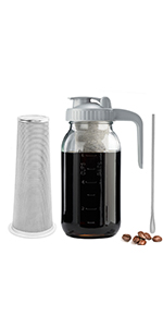 32oz Glass Pitcher with Lid & V-shaped Pour Spout - 1 Quart Breastmilk Pitcher Double Leak Proof, Creamer Container for Sun Tea, Juice, Cold Brew Coffee, Breastmilk Storage Container