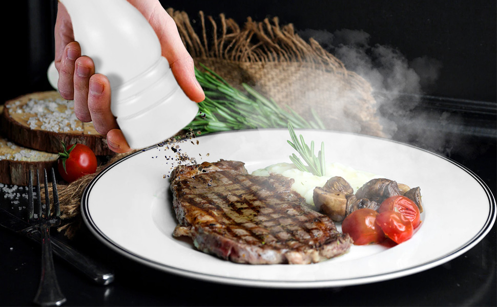 Salt and Pepper Grinder Set of 2 - Wood Salt and Pepper Mill with Adjustable Coarseness Ceramic Core - Manual Salt Grinders Refillable Spice Mills - Pepper Shakers for Sea Salt/Chili/Sesame, 6.5 Inch