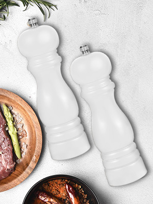 Salt and Pepper Grinder Set of 2 - Wood Salt and Pepper Mill with Adjustable Coarseness Ceramic Core - Manual Salt Grinders Refillable Spice Mills - Pepper Shakers for Sea Salt/Chili/Sesame, 6.5 Inch