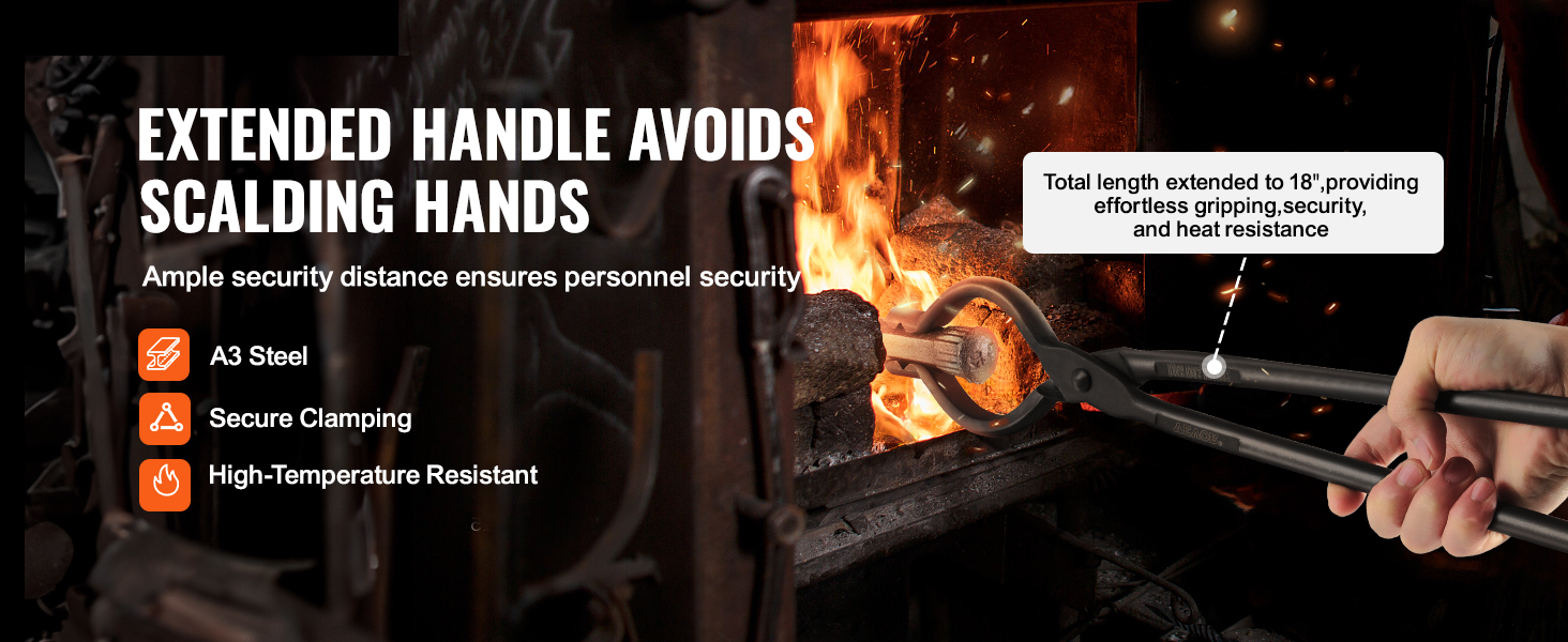 VEVOR Blacksmith Tongs, 4 PCS: V-Bit Bolt, Wolf Jaw, Z V-Bit & Gripping - A3 Carbon Steel, 18' for Blacksmiths & Bladesmiths