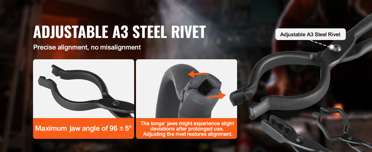 VEVOR Blacksmith Tongs, 4 PCS: V-Bit Bolt, Wolf Jaw, Z V-Bit & Gripping - A3 Carbon Steel, 18' for Blacksmiths & Bladesmiths