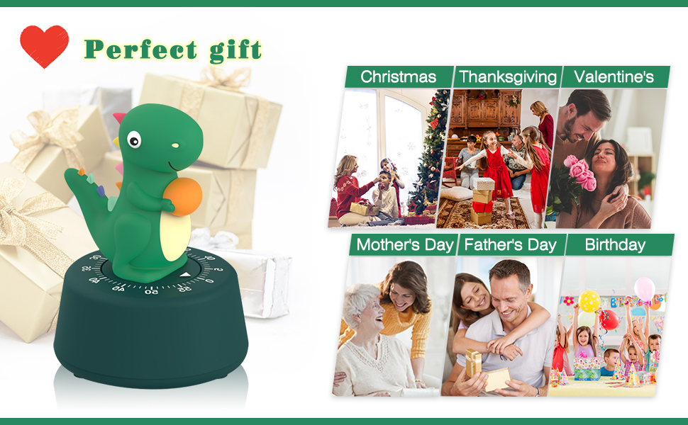 60 Minutes Mechanical Kitchen Timer,Cute Dinosaur Timer for Kids,Wind Up Egg Timer for Cooking,Reading,Classroom and Do Sports. (Sky Blue)