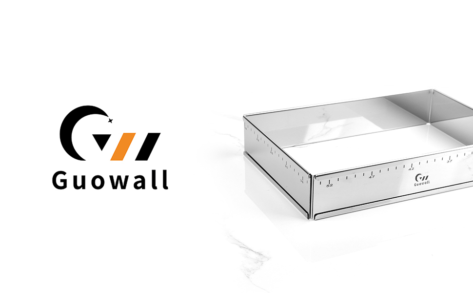 Guowall Extensible Stainless Steel Square Cake Mold Heavy Duty Adjustable Mousse Ring Rectangle Shaped Detachable Mousse Cake Cutter, Pastry DIY Baking Tool - 10 * 7in