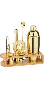 Cocktail Shaker Set Bartender Kit : 15-Piece Bar Tool Set with Acrylic Stand Bars Set with All Practical Bar Accessories, for Drink Mixing, Bar, Home, Lounge & Party, Silver