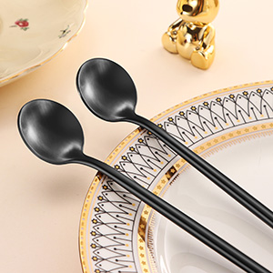 4 PCS 6.7 Inches Satin Black Stainless Steel 18/10 Coffee Spoons,Iced Tea Spoon,Espresso Stirring Spoons,Matte Black SS304 Teaspoons,Dessert Spoon,Long Coffee Spoons accessories