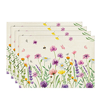 Artoid Mode Boho Bohemia Style Sliver Placemats Set of 4, 12x18 Inch Country Rustic Farmhouse Magical Fall Table Mats for Party Kitchen Dining Decoration