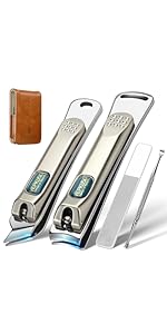 Nail Clippers for Seniors, Wide Jaw Fingernail Clippers and Angled Head Toenail Clippers for Thick Nail, Professional German Nail Clippers for Men, Women&Pregnant，Black