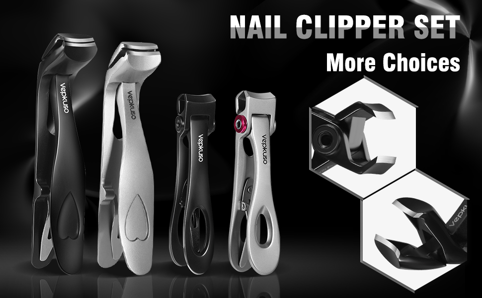 Nail Clippers for Seniors, Wide Jaw Fingernail Clippers and Angled Head Toenail Clippers for Thick Nail, Professional German Nail Clippers for Men, Women&Pregnant，Black