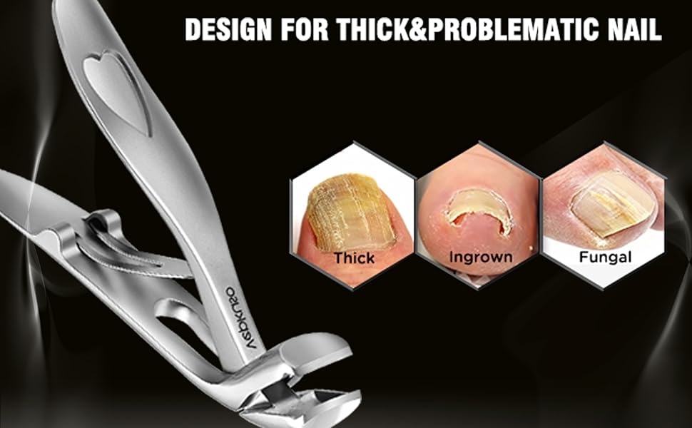 Nail Clippers for Seniors, Wide Jaw Fingernail Clippers and Angled Head Toenail Clippers for Thick Nail, Professional German Nail Clippers for Men, Women&Pregnant，Black