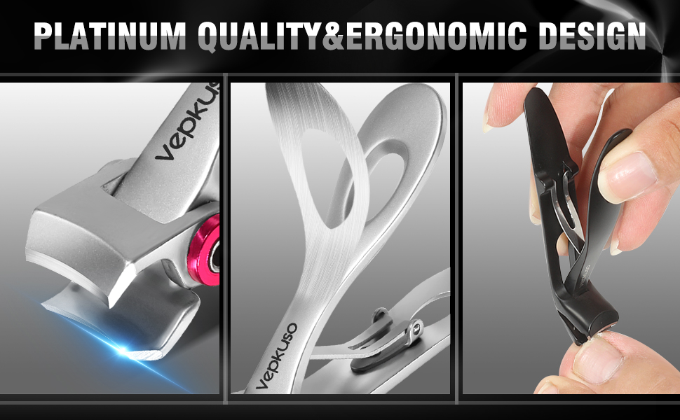 Nail Clippers for Seniors, Wide Jaw Fingernail Clippers and Angled Head Toenail Clippers for Thick Nail, Professional German Nail Clippers for Men, Women&Pregnant，Black