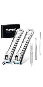Nail Clippers for Seniors, Wide Jaw Fingernail Clippers and Angled Head Toenail Clippers for Thick Nail, Professional German Nail Clippers for Men, Women&Pregnant，Black