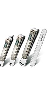 Nail Clippers for Seniors, Wide Jaw Fingernail Clippers and Angled Head Toenail Clippers for Thick Nail, Professional German Nail Clippers for Men, Women&Pregnant，Black