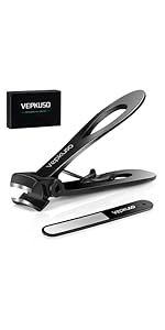 Nail Clippers for Seniors, Wide Jaw Fingernail Clippers and Angled Head Toenail Clippers for Thick Nail, Professional German Nail Clippers for Men, Women&Pregnant，Black