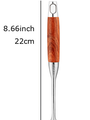 Large Slotted Spoon with Long Wooden Handle - Lyveit 16 Inch Deep Frying Scoop with Hanging Holes, 304 Stainless Steel Fryer Skimmer Spoons for Kitchen Cooking Frying Draining