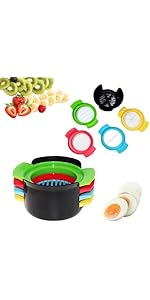 Egg Slicer for Hard Boiled Eggs, 4-in-1 Stainless Steel Kitchen Cutter for Avocado, Fruits, Luncheon Meat, Professional Multi-Function Food Slicer, Easy to Clean