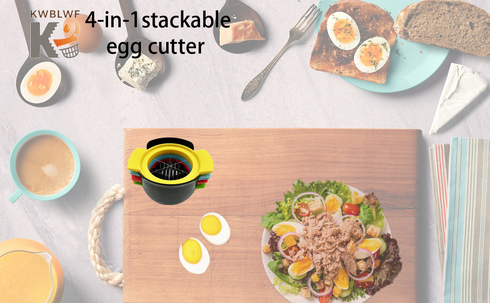 Egg Slicer for Hard Boiled Eggs, 4-in-1 Stainless Steel Kitchen Cutter for Avocado, Fruits, Luncheon Meat, Professional Multi-Function Food Slicer, Easy to Clean