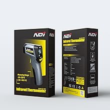 NDI Infrared Thermometer Temperature Gun -58℉～1202℉, Digital Laser Surface Temp Reader for Cooking, Pizza Oven, Candy, Griddle HVAC IR Thermometer Temp Gun with Adjustable Emissivity