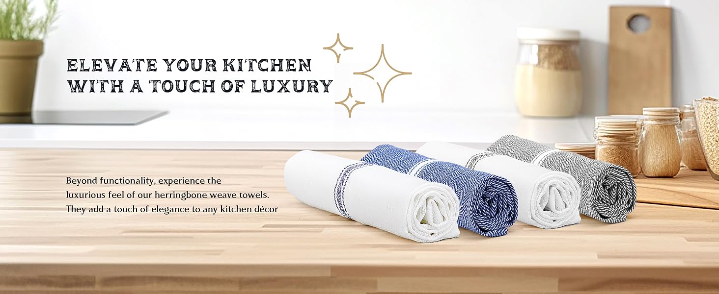 TEXAS LINEN CO. Cotton Kitchen Towels 12 Pack - 15 x 25 Inches - Highly Absorbent Dish Towels for Kitchen Drying, Soft Durable Reusable Quick Dry Tea, Kitchen and Dish Cloths Set - Grey Stripe