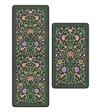 Collive Boho Kitchen Mats 2PCS, Cushioned Kitchen Mat for Floor Anti Fatigue Waterproof Kitchens Rugs Set of 2, Non Skid Comfort Standing Rug for Office, Sink, Laundry, 17.3