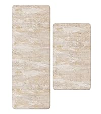 Collive Boho Kitchen Mats 2PCS, Cushioned Kitchen Mat for Floor Anti Fatigue Waterproof Kitchens Rugs Set of 2, Non Skid Comfort Standing Rug for Office, Sink, Laundry, 17.3