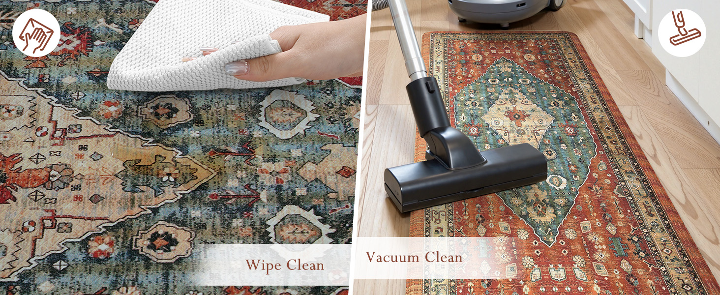 Collive Boho Kitchen Mats 2PCS, Cushioned Kitchen Mat for Floor Anti Fatigue Waterproof Kitchens Rugs Set of 2, Non Skid Comfort Standing Rug for Office, Sink, Laundry, 17.3