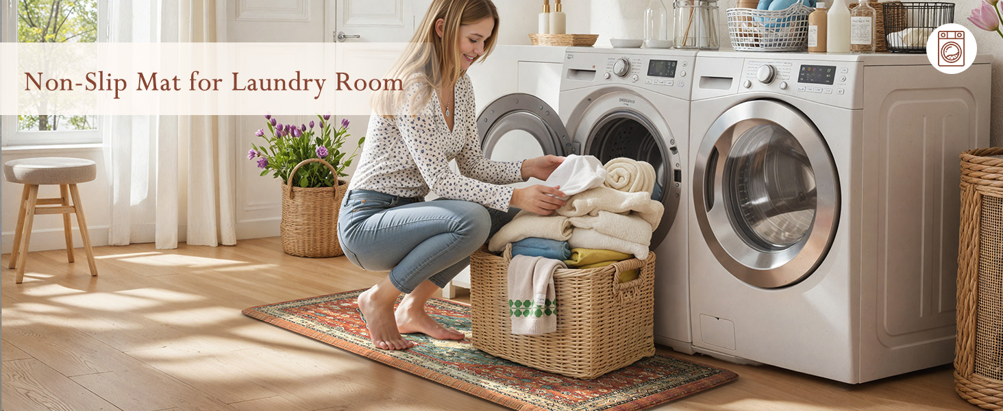 Collive Boho Kitchen Mats 2PCS, Cushioned Kitchen Mat for Floor Anti Fatigue Waterproof Kitchens Rugs Set of 2, Non Skid Comfort Standing Rug for Office, Sink, Laundry, 17.3