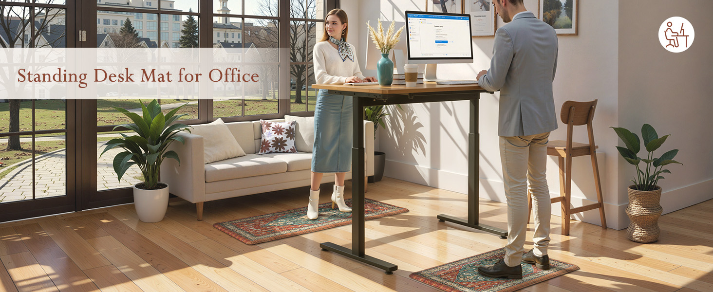 Collive Boho Kitchen Mats 2PCS, Cushioned Kitchen Mat for Floor Anti Fatigue Waterproof Kitchens Rugs Set of 2, Non Skid Comfort Standing Rug for Office, Sink, Laundry, 17.3