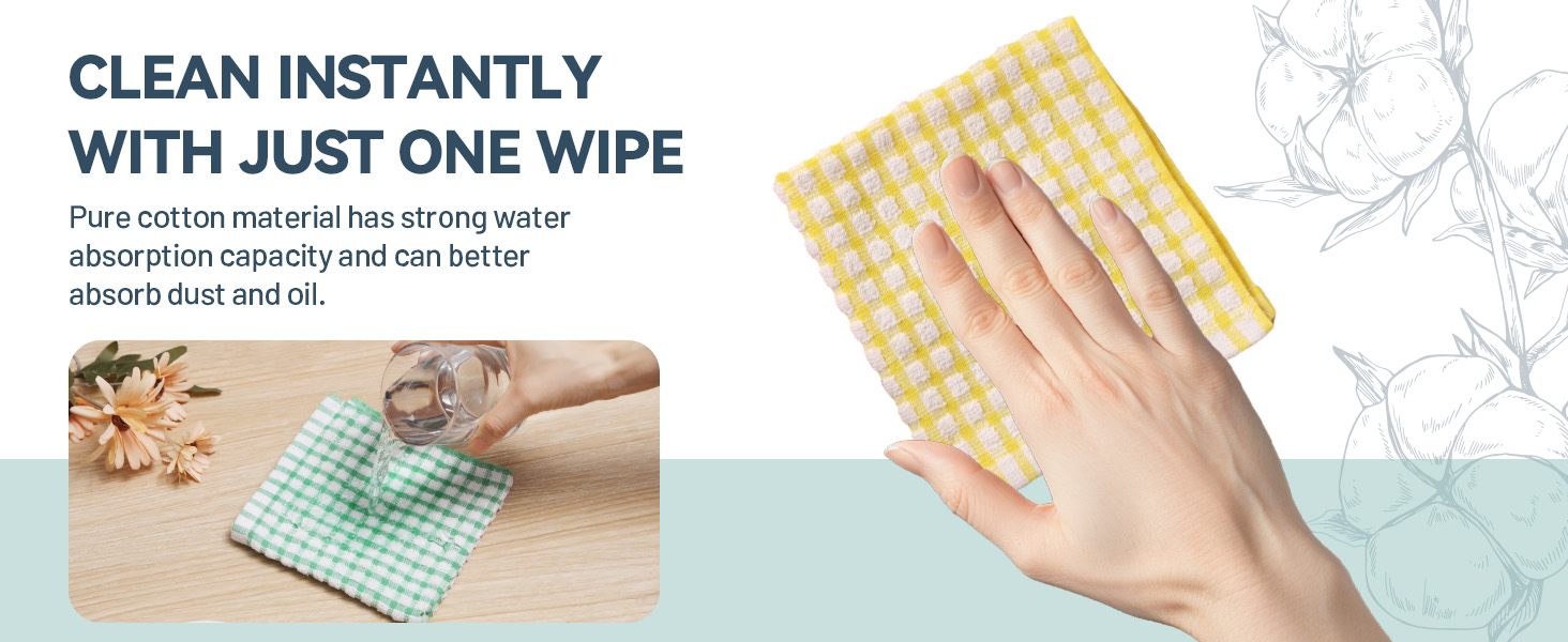 Egles 16 Packs Kitchen Dishcloths 12x12 Inches 100% Cotton Kitchen Dish Cloths for Washing Dishes Scrubbing Wash Cloths Dish Towels Sets (Mix Color)