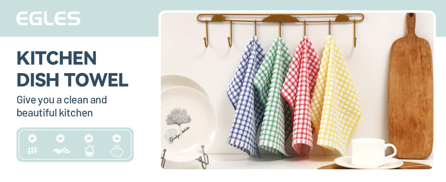 Egles 16 Packs Kitchen Dishcloths 12x12 Inches 100% Cotton Kitchen Dish Cloths for Washing Dishes Scrubbing Wash Cloths Dish Towels Sets (Mix Color)