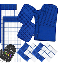 Oven Mitts Kitchen Towels Dishcloths with Pot Holders Sets 12PCS, Dish Towels Sets, Oven Gloves Pot Pads Heat Resistant 500 Degrees with Non-Slip Silicone Surface for Cooking Baking Grilling-Gray