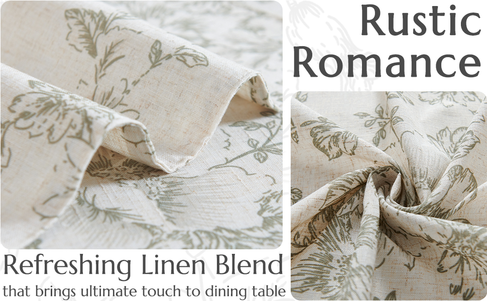 JINCHAN Floral Placemats Set of 4 Farmhouse Linen Placemats Cloth Table Mats Holiday Seasonal Rustic for Kitchen Dining Table Decor Heat Resistant Washable Tablemats 13x19 Inch Green