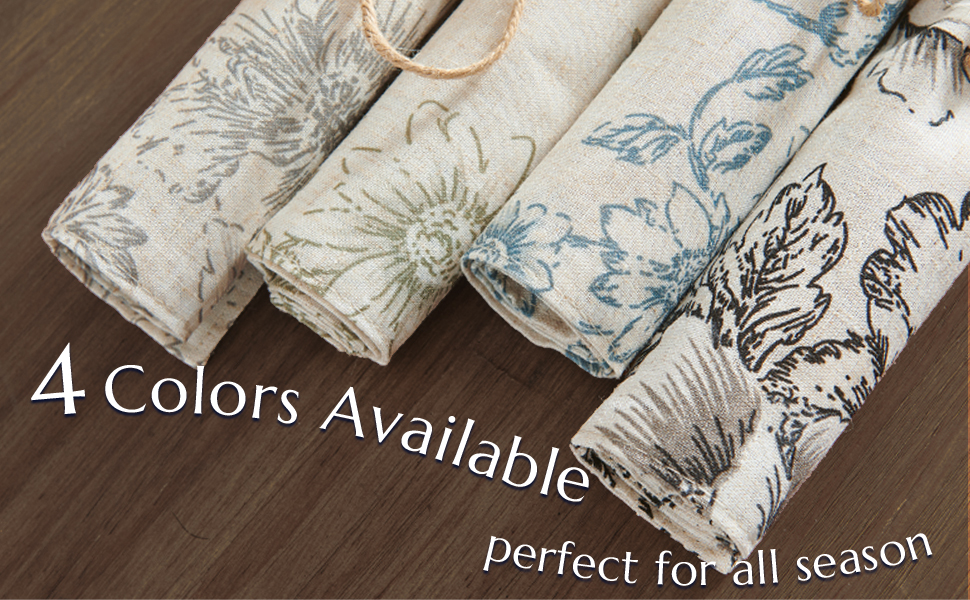 JINCHAN Floral Placemats Set of 4 Farmhouse Linen Placemats Cloth Table Mats Holiday Seasonal Rustic for Kitchen Dining Table Decor Heat Resistant Washable Tablemats 13x19 Inch Green