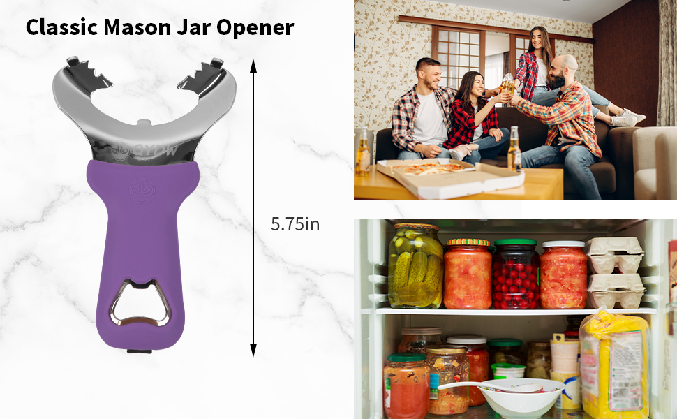 CYDW Mason Jar Opener Tool with No Lid Dents or Damage, Can Opener Manual Multi-Purpose, Easy Twist Manual Handheld Top Remover Utensil, Canning Supplies Tools and Bottle Opener, Made For Lifetime