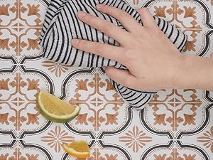 FRESHMINT Anti Fatigue Kitchen Mats for Floor 2 Piece Set, Waterproof & Non-Skid Moroccan Tile Kitchen Rugs, Cushioned Kitchen Mat for Standing Washable Comfort Desk Kitchen Runners, 17x30+17x47