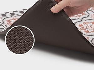 FRESHMINT Anti Fatigue Kitchen Mats for Floor 2 Piece Set, Waterproof & Non-Skid Moroccan Tile Kitchen Rugs, Cushioned Kitchen Mat for Standing Washable Comfort Desk Kitchen Runners, 17x30+17x47