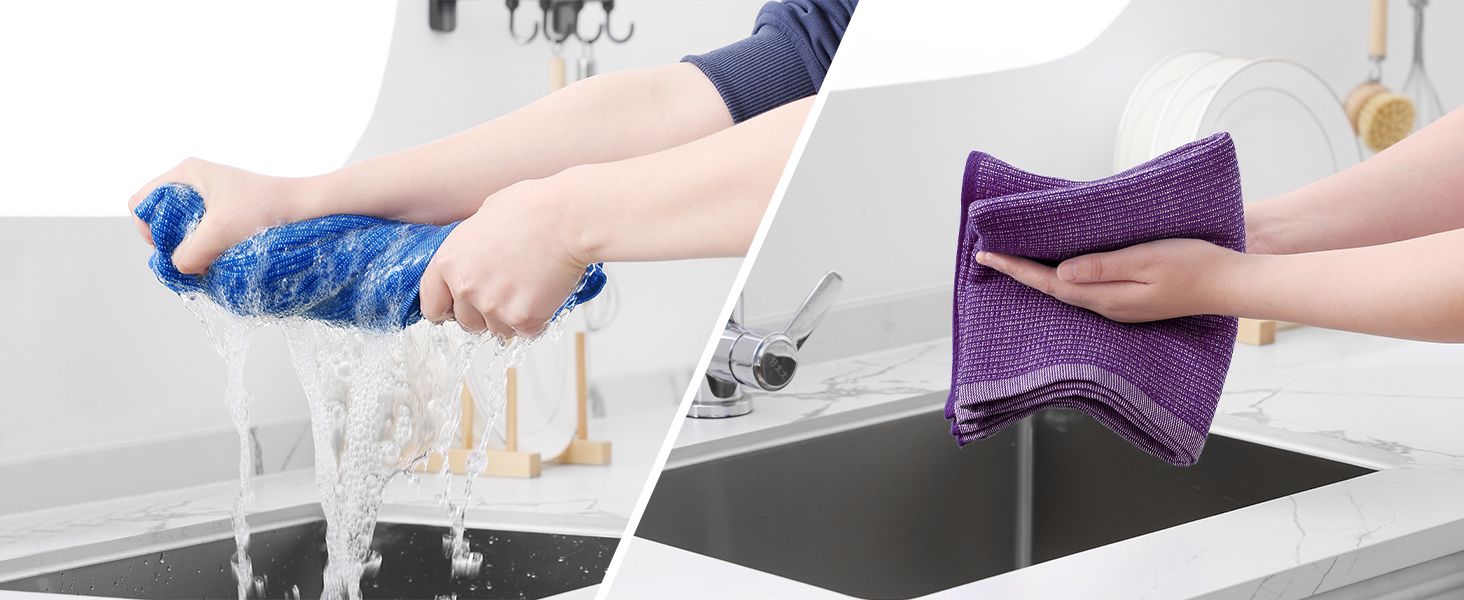 Homaxy Premium Kitchen Towels(18”x 28”, 6 Pack), Large Cotton Kitchen Hand Towels, Flat and Terry Dish Towels, 380 GSM Highly Absorbent Tea Towel Set with Hanging Loop, Grey