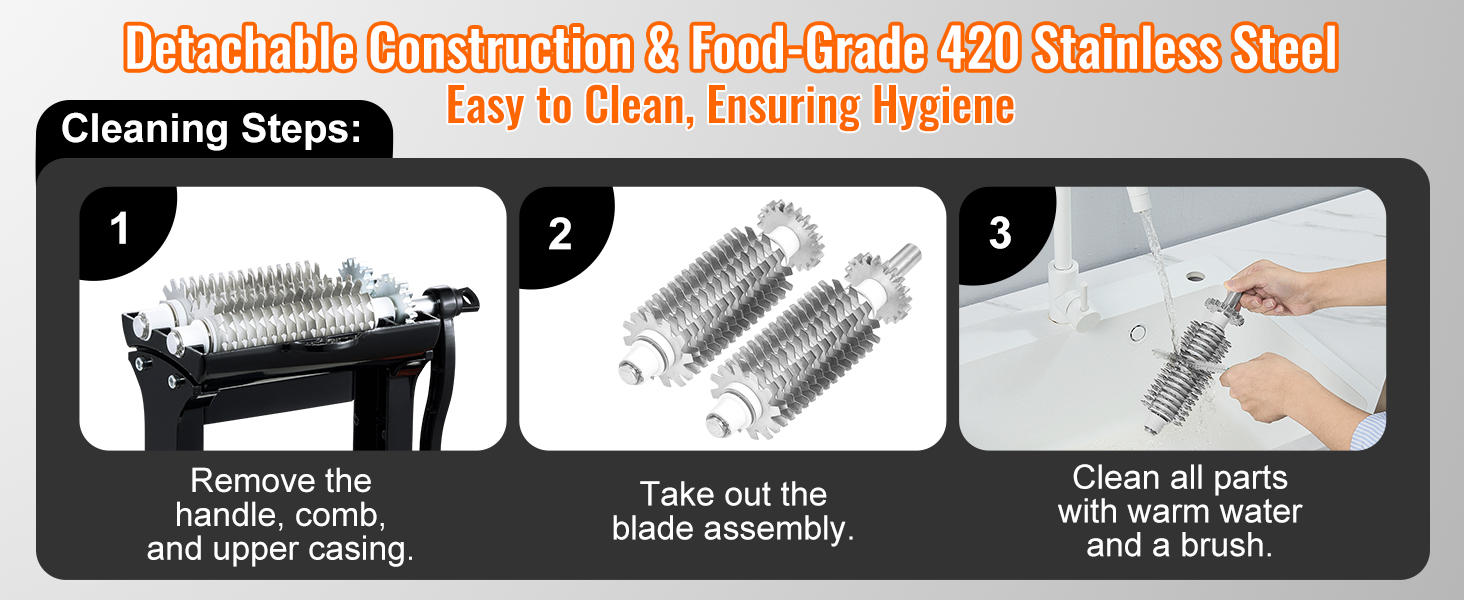 VEVOR Commercial Meat Tenderizer, Stainless Steel Manual Meat Tenderizer Machine Heavy Duty Clamps, Easy Operation Kitchen Tool, 5.8